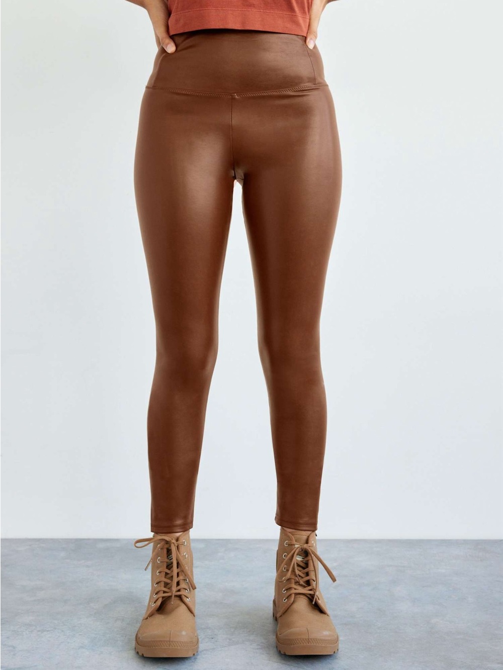 Wilfred Free Aritzia Daria Patina Brown Vegan Leather High Waist Leggings S